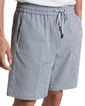 Black and white striped shorts with a drawstring, made in Italy