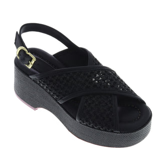 Wedge Sandals Black & Brown Women by Mario Cerutti